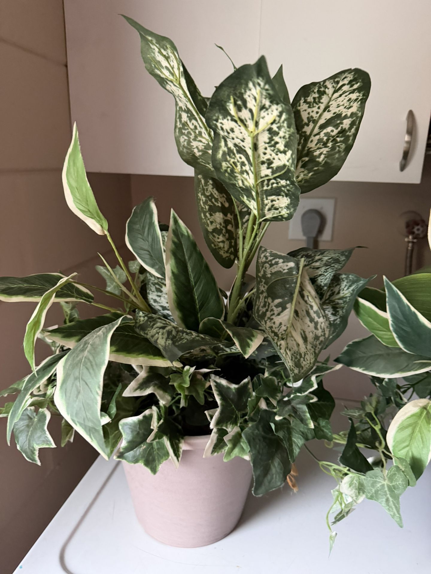 Artificial Foliage In Resin Plant Pot