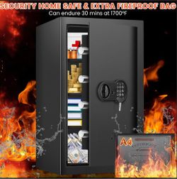 Brand NEW EXTRA LARGE FIRE & WATERPROOF SAFE FOR GUNNS & VALUABLES 3 WAYS TO OPEN ALARM BNIB 