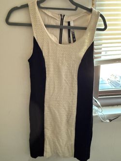 Kensie Black and White Lace Panel Sleeveless Dress