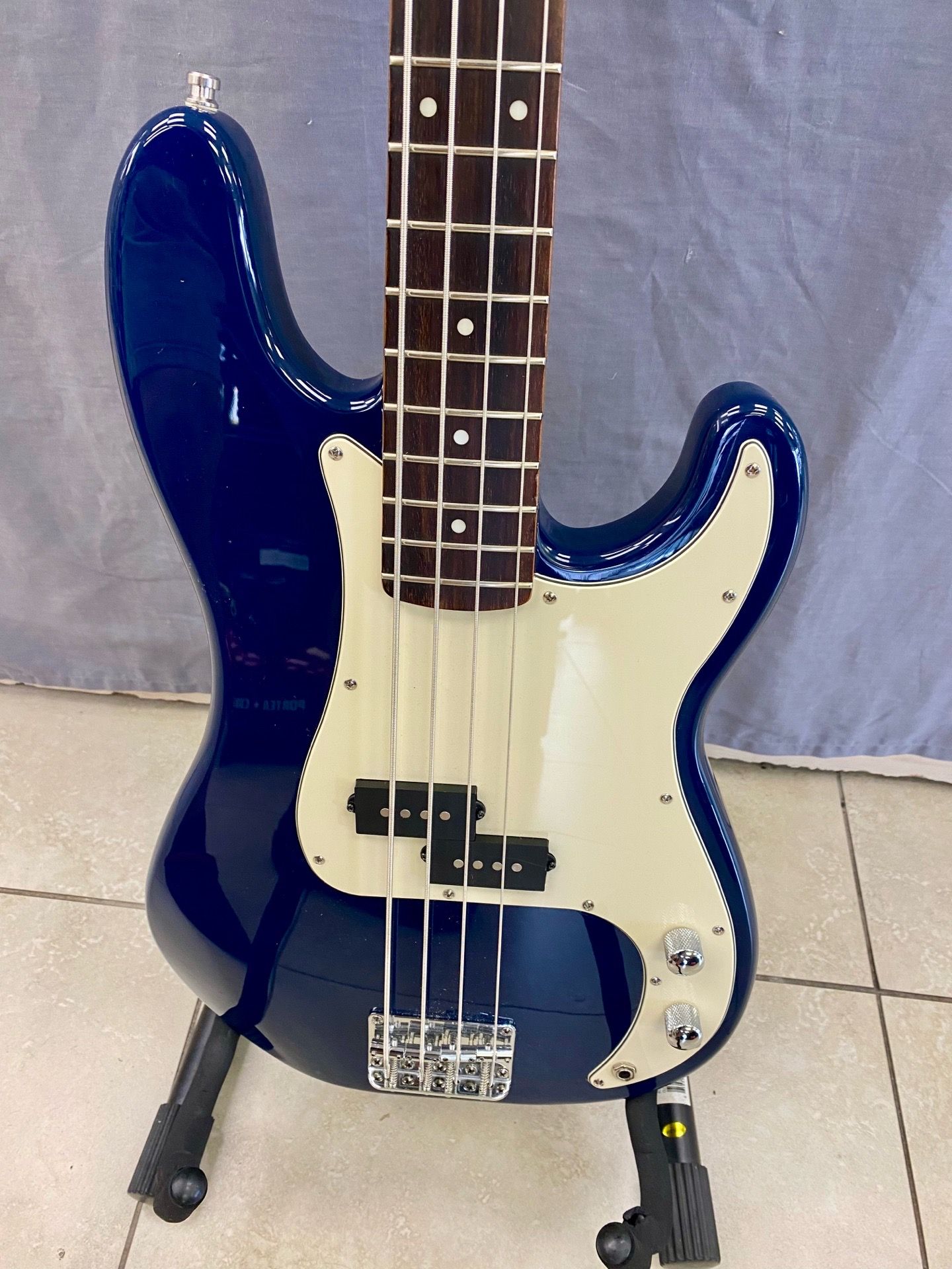 Squier Affinity Precision Bass by Fender in Galactic Blue finish.