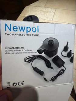 Open box Working Air Pump with ac plug and car lighter plug! For air mattress and floaties!