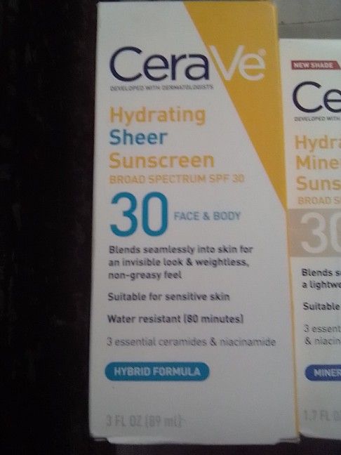 CERAVE sunscreen, Face, Face and body
