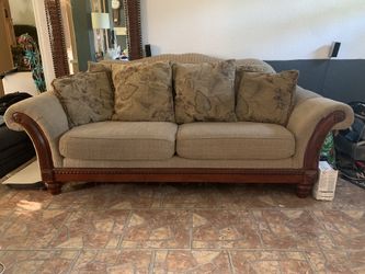 Camel back 2 piece sofas (solid wood)