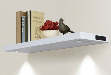 32"L Black/White Wall Mount Shelf with LED Lamp