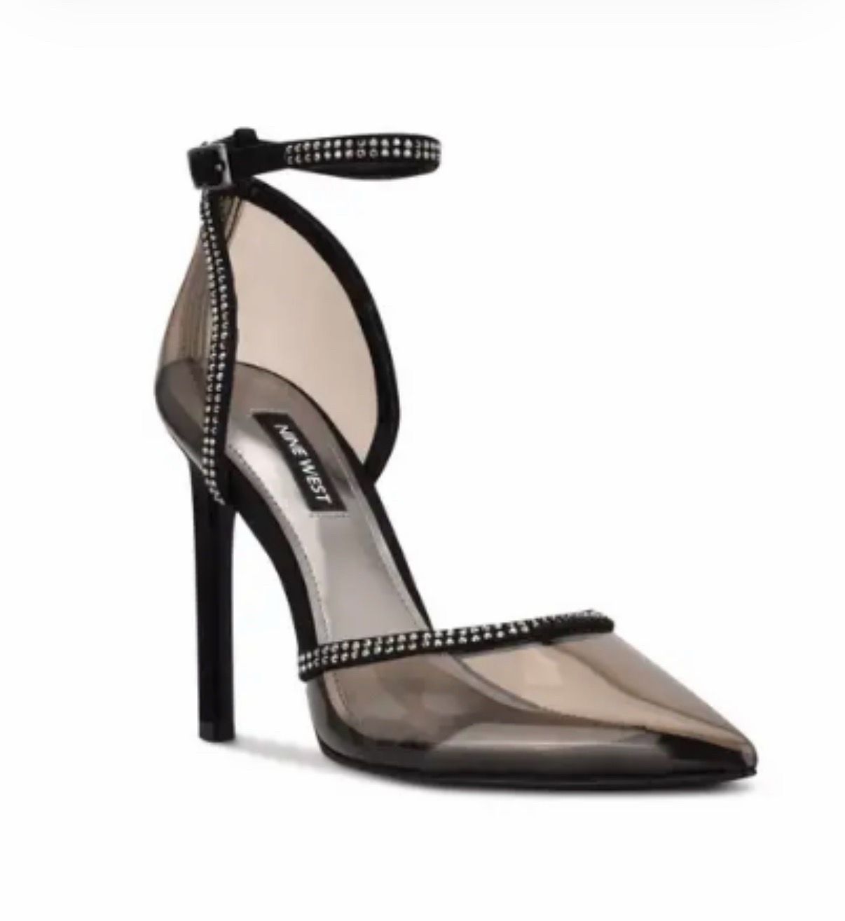 Nine West Black Sheer Pointed Ankle-Strap Pump