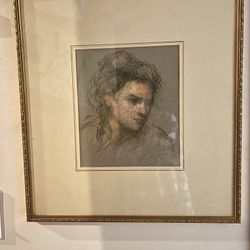 Signed, Matted & Framed American Head Study Of A Model By William J. Schultz In Pastel