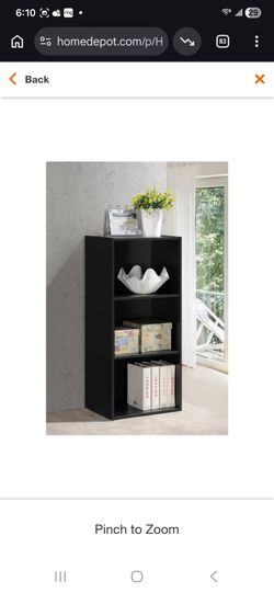 3-Shelf, 36 in. H Black Bookcase
