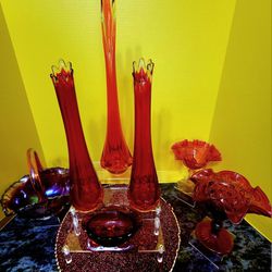 Vintage Amberina Glass Collection Please See Description For Measurements And Pricing
