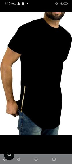 Side-Zip Hip Hop Extra Longline T-Shirt size large