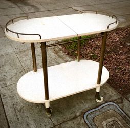 1950's Bar Cart - Two Levels For Cocktail Shakers And Glass Ware And Bottles On The Lower Level
