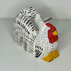 HAND CARVED WOODEN ROOSTER CHICKEN TAPE DISPENSER HAND PAINTED (NEW)