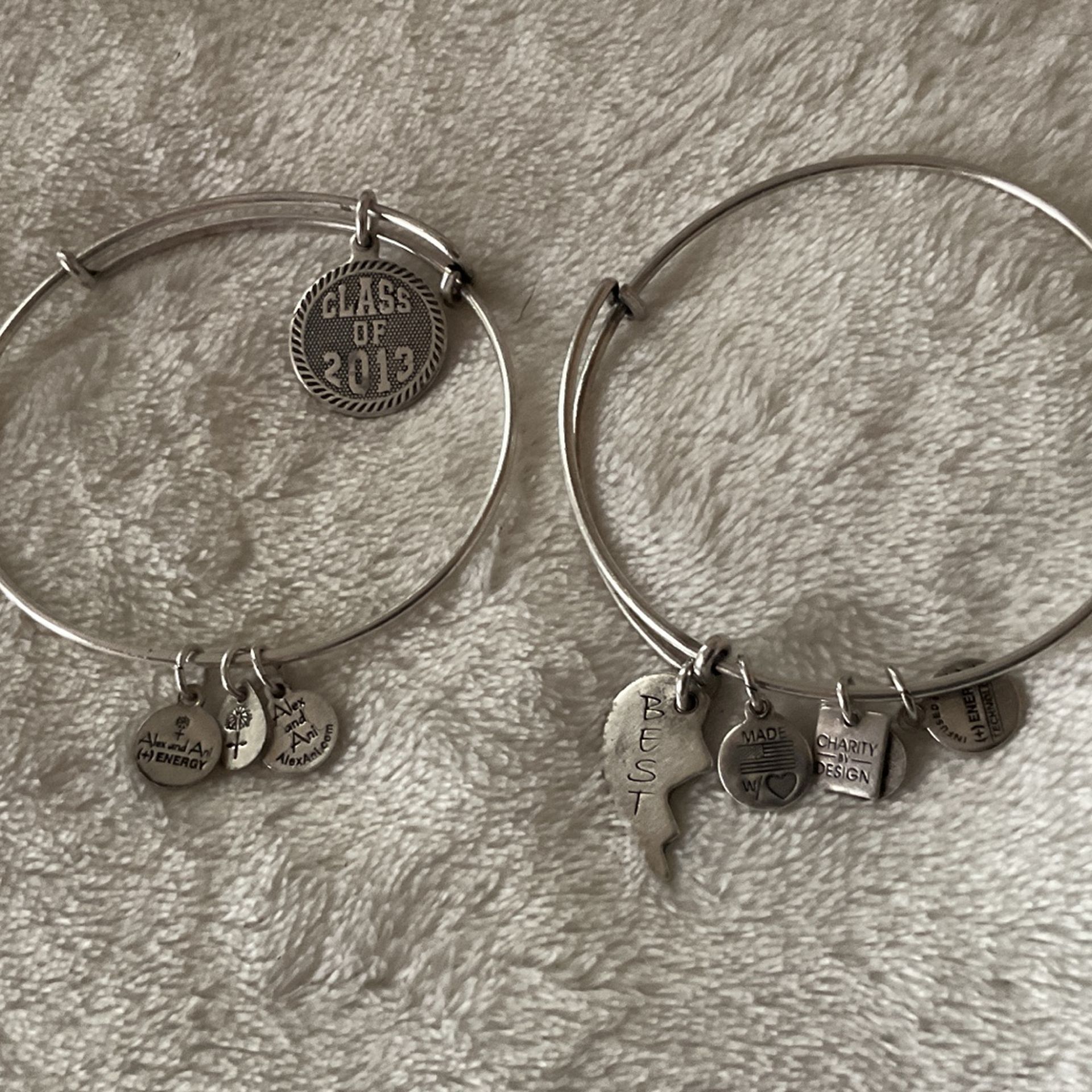 2 SilverTone Alex And Ani Bracelets …best Friends And Class Of 2013