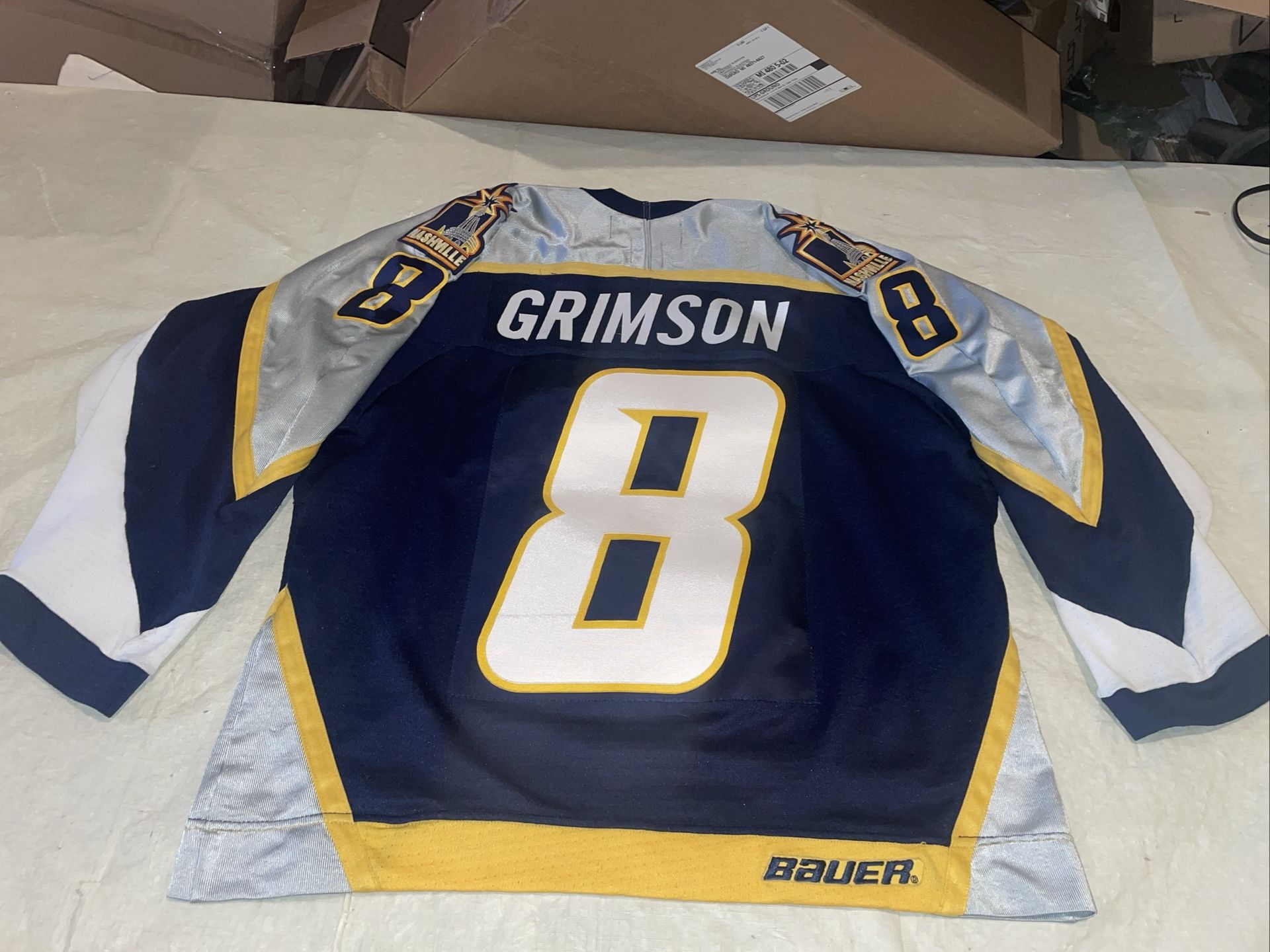 Stu Grimson Nashville Predators Jersey Bauer Mens Medium Blue Sewn Clean Vintage