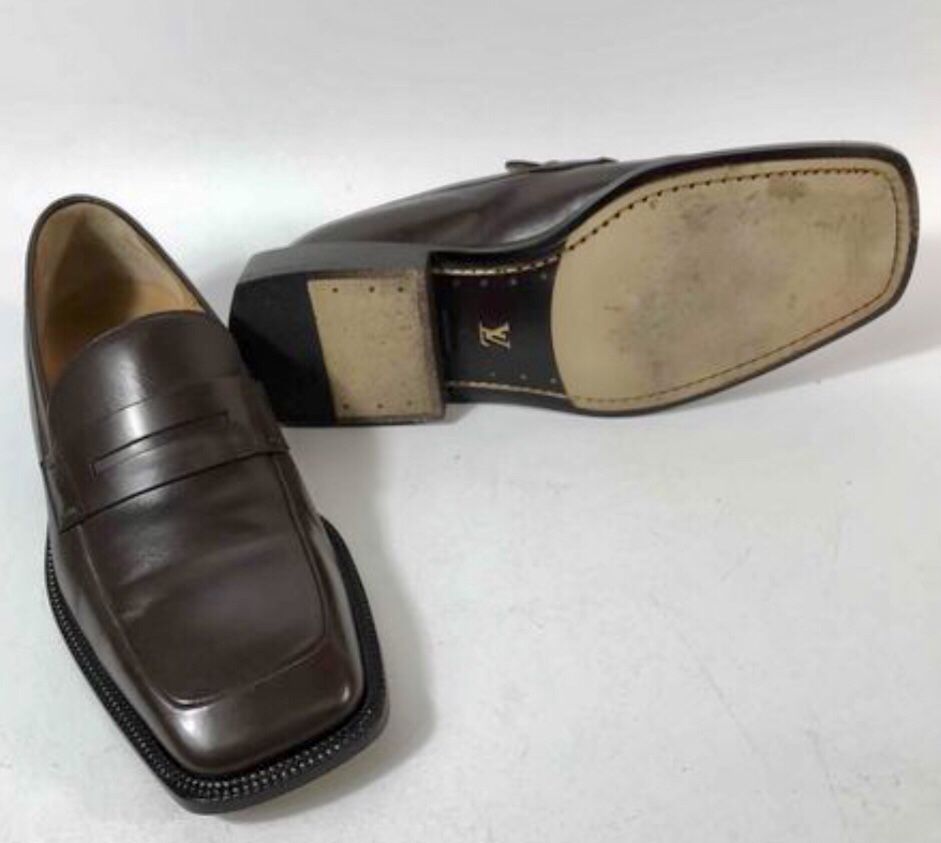 Mens   LV  Shoes Slip on Loafers Brown Size 8, 8.5 Made in Italy 