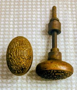 Set Two (2) - Antique - N.Y. City Public School brass door knobs. Circa 1(contact info removed) - $208