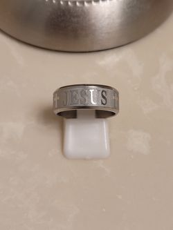 Men's Silver Stainless Steel Jesus Ring Sizes 6-11