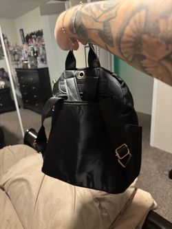Black Skull & Sunflower Backpack with Gold Hardware