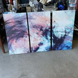 Large Wall Artwork. Abstract, 3 Pieces. 