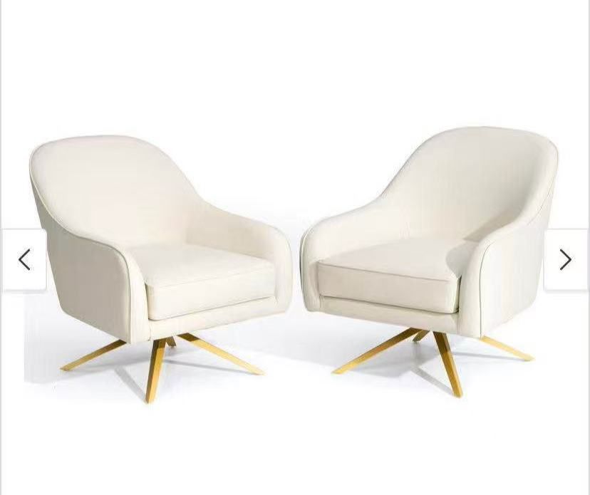 2pc PU Faux Leather Swivel Accent Sofa Chair
