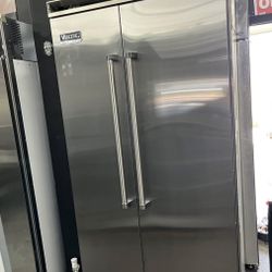 Stainless Steel Built In Viking Pro 42” Refrigerator Side By Side