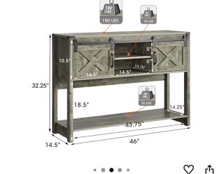 Royal craft 46” long console table with sliding barn doors