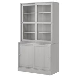 Storage with sliding glass doors, gray