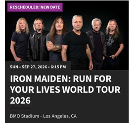 Iron Maiden, Megadeth and Anthrax Tickets PLUS PARKING!!! for Sept 27th 2026 SUNDAY