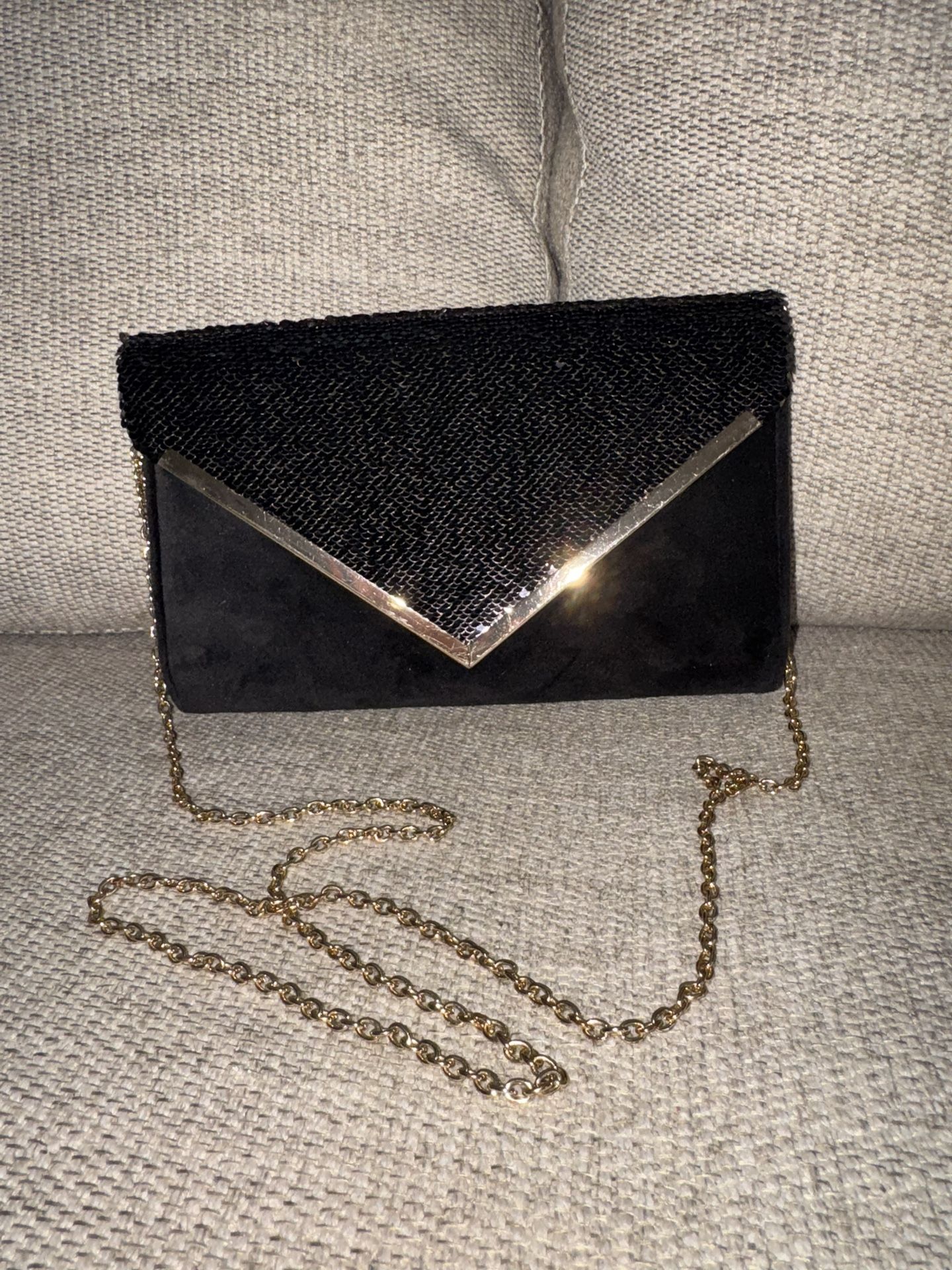 Black Sequined Crossbody Clutch