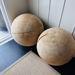 Large Reclaimed Wine Barrel Wood Spheres (26”) – Sculptural Designer Pieces