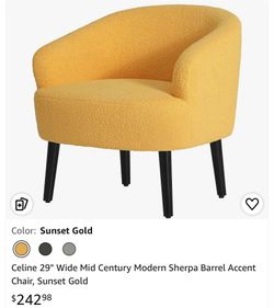 Wide Modern Accent Chair, Sunset Gold