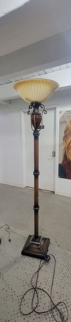 Traditional Torchiere Floor Lamp with Frosted Glass Shade
