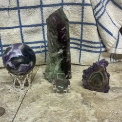 Fluoride and Moss agate/amethyst bundle