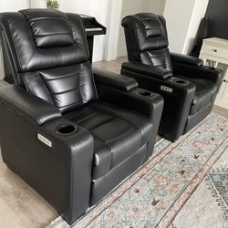 2 Electric Power Recliner Armchairs Faux Leather 