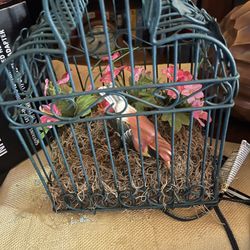 Metal artificial hanging birdcage