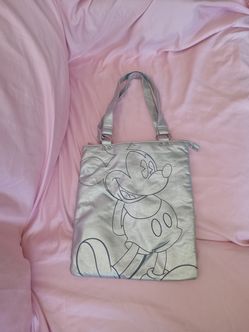 DISNEY MICKEY MOUSE SILVER METALLIC TOTE BAG
