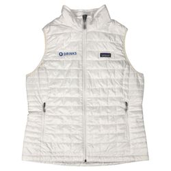 Patagonia Nano Puff Vest Womens XL White Quilted Insulated Full Zip Jacket Snow
