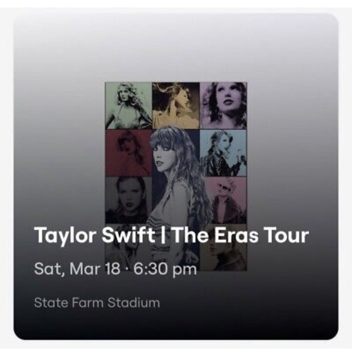 2 Taylor Swift Concert Tickets Saturday March 18 6:30