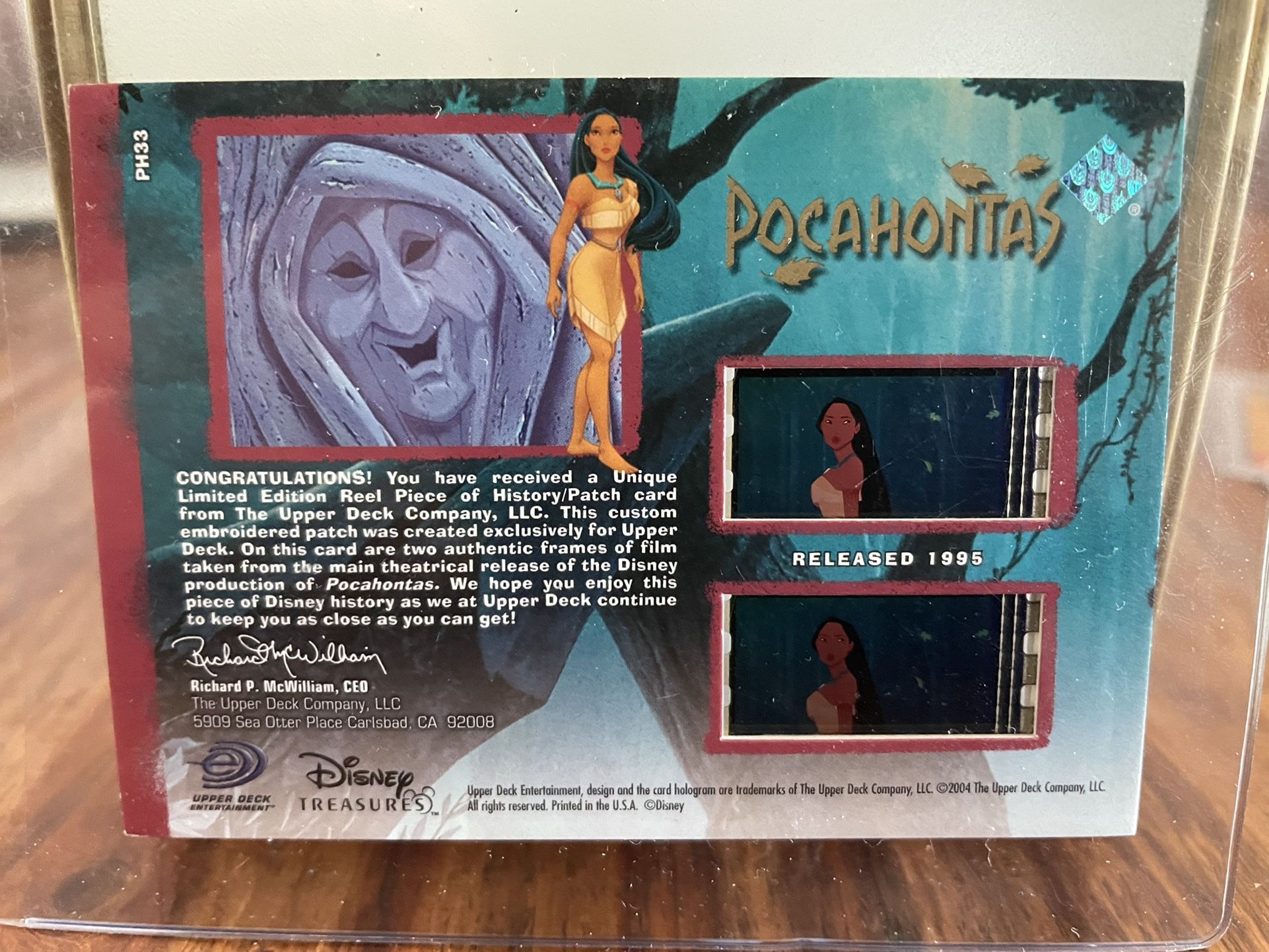 Disney Treasures Trading Card - POCAHONTAS PH33 : Reel Piece of 