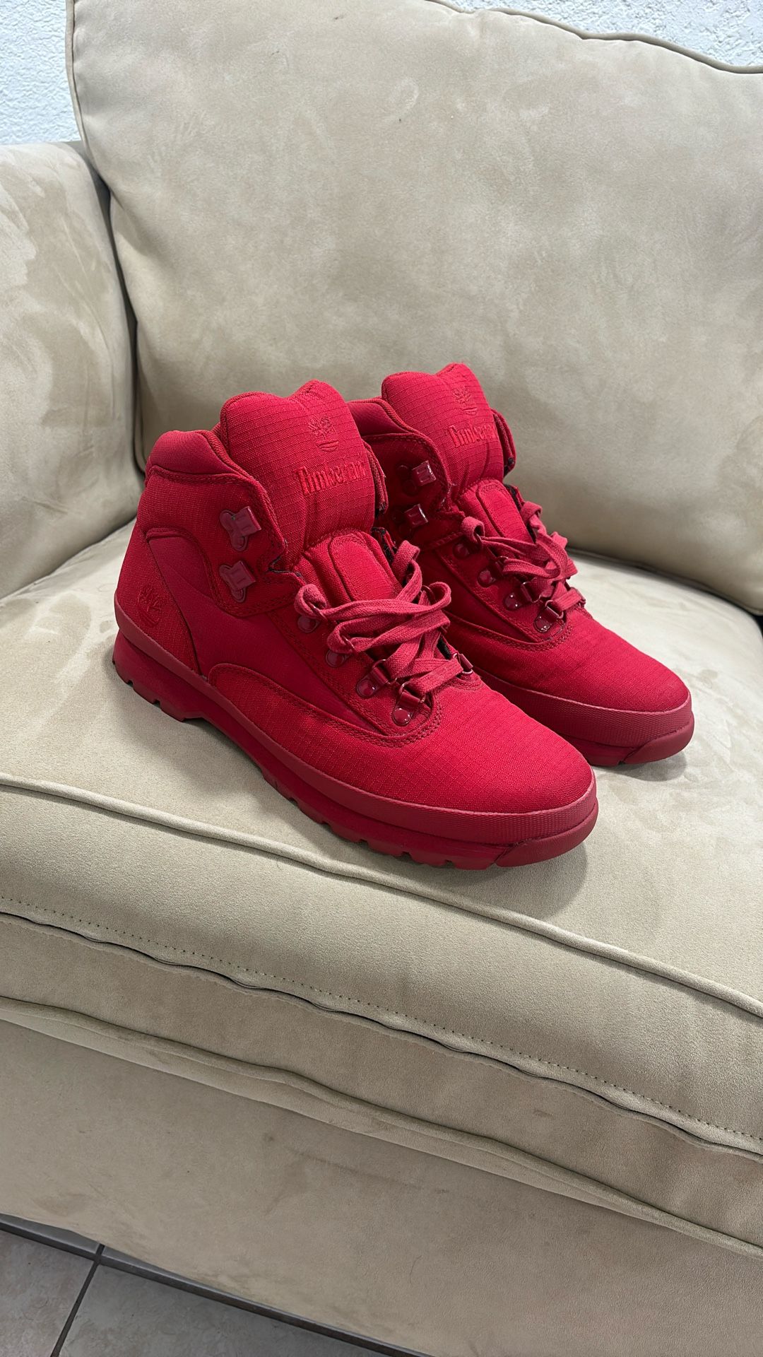 Red Timberland Boots Size US 10