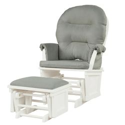 Wood Gilder Chair & Ottoman Footrest Set W/ Padded Armrests & Detachable Cushion New!