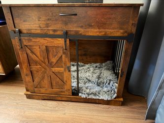 Furniture Style Dog Home/Crate (GAOMON) NEW IN BOX- Farmstyle Wood with barn door.