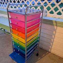 10 Drawer Rolling Rainbow Storage Cart.