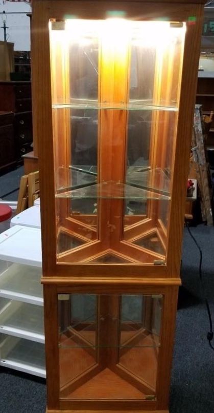 Very Nice Mirrored Corner Curio Cabinet - Delivery Available