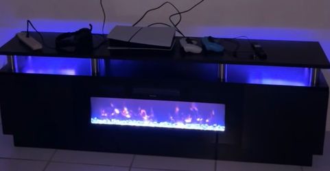 Fire place with led lights entertainment