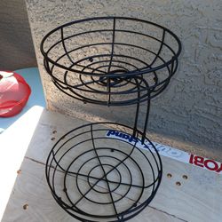Black Wire 2 Tier Fruit Basket Stand 