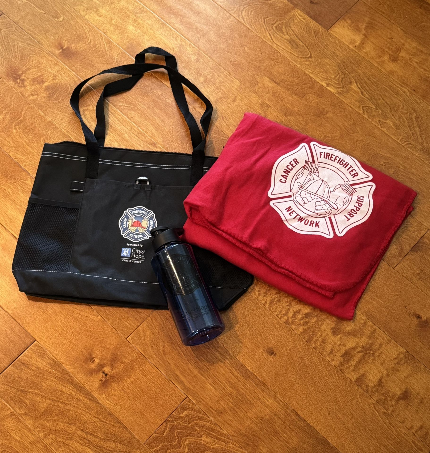Firefighter Cancer Support Network Fireman Blanket Water Bottle Tote
