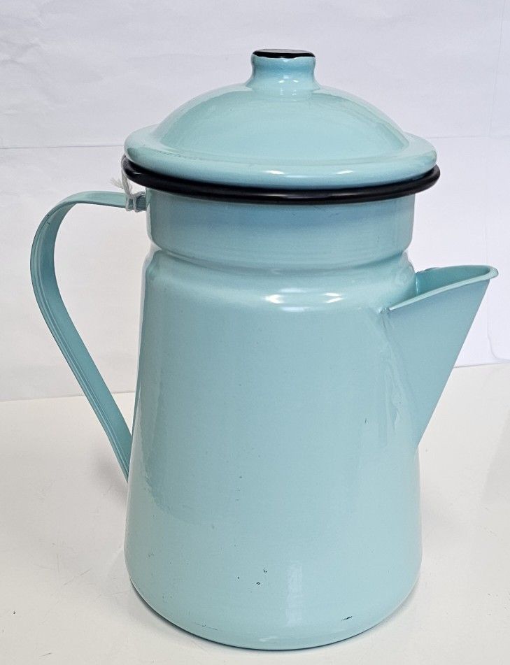 Baked Enamel Turquoise Tea Pot 