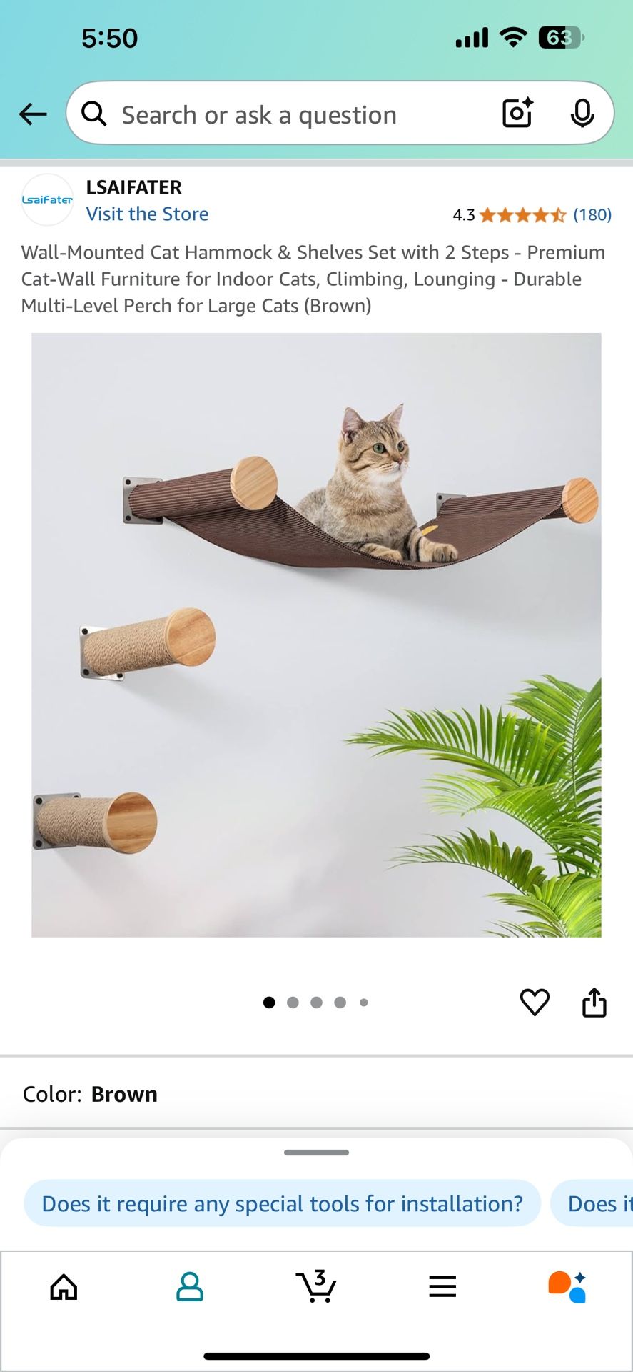 Wall-Mounted Cat Hammock and Climbing Posts