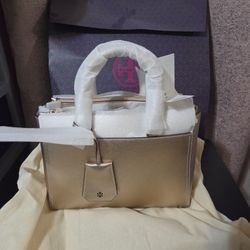 NWT Tory Burch Light Rose Gold Double Zip Bag