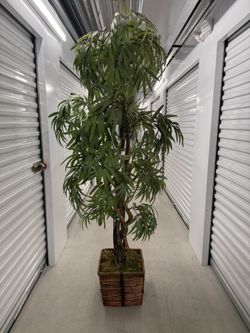 Tall Artificial Tree With Woven Basket (7 Ft 1 Tall)- Firm Price 